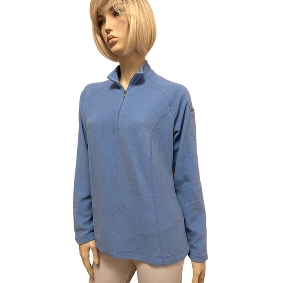 L.L. Bean Fleece ¼ zip popover Sweater Jacket Pullover Coat Sky Blue - Picture 4 of 13